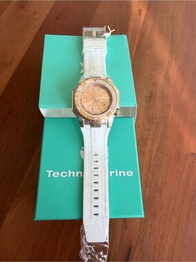 🤍 NWT TechnoMarine Manta Sea TM-224005 Rose Gold White 48.9mm Watch